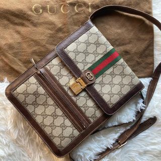 グッチ(Gucci)のグッチ　ショルダーバッグ　シェリーライン　PVC レザー　ブラウン　GG柄(ショルダーバッグ)