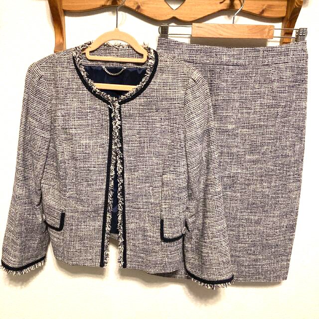 SCAPA - SCAPA ノーカラーツイードセットアップ ネイビーの通販 by Rui's shop|スキャパならラクマ SCAPA - SCAPA ノーカラーツイードセットアップ ネイビーの通販 by Rui's shop|スキャパならラクマ