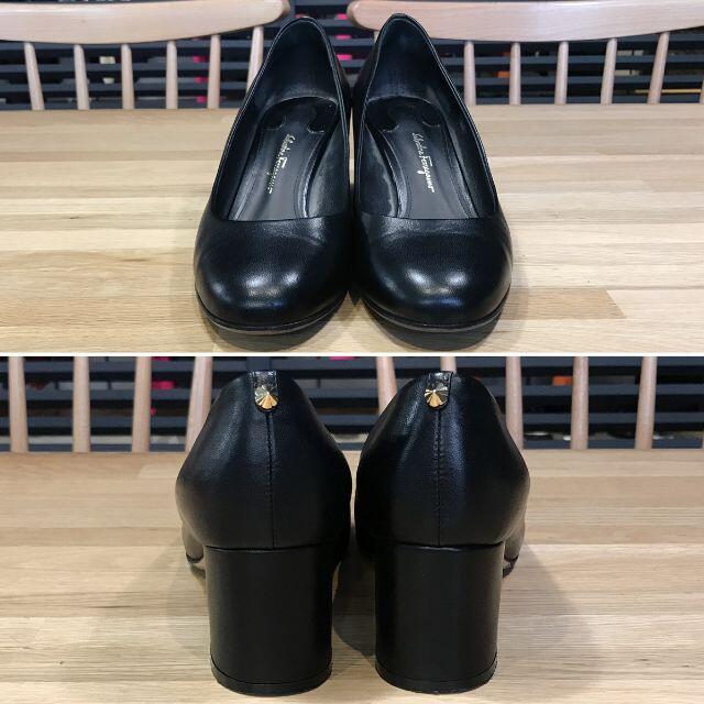 Salvatore Ferragamo(サルヴァトーレフェラガモ)の美品 フェラガモ ハイヒールパンプス 7.5 25cm 黒 金 レディースの靴/シューズ(ハイヒール/パンプス)の商品写真