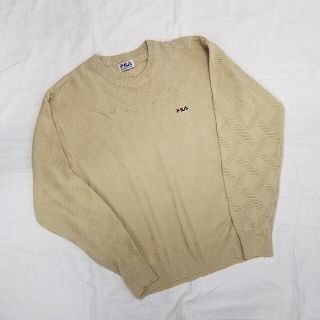 フィラ(FILA)のUsed FILA ベージュ ニット メンズニット 古着(ニット/セーター)