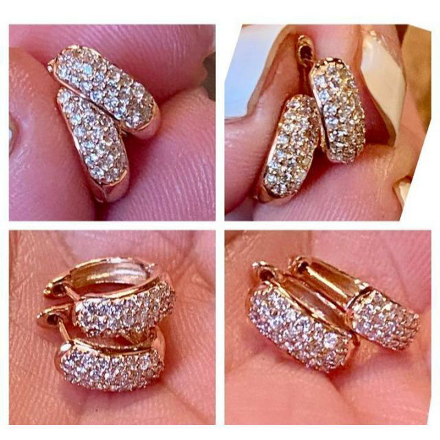 完売しました。。。。⑱ 計0.3ct ✨上質ダイヤ✨幅広 フープ ピアス✨K18