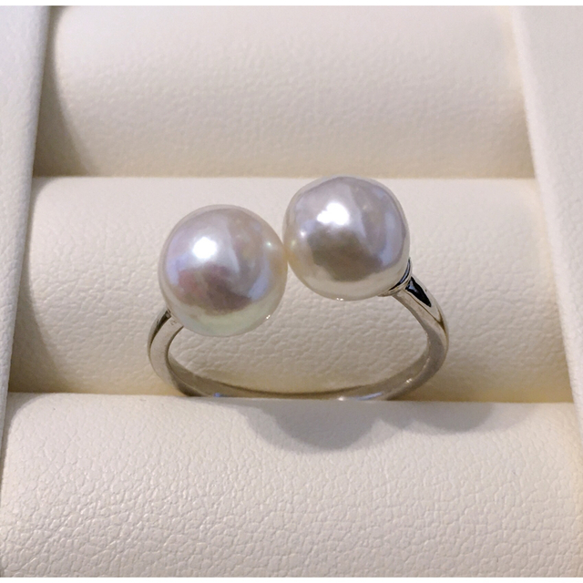 レディースアコヤバロック真珠　ダブルパールリング　シルバー指輪