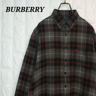 バーバリー(BURBERRY)のバーバリーロンドン BDネルシャツ チェック柄 刺繍ワンポイント メンズL(シャツ)