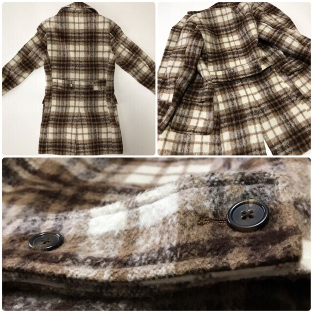 DOWBL(ダブル)のRICORZO　ダブルチェスターコート　ファーコート　トーンオントーンチェック メンズのジャケット/アウター(チェスターコート)の商品写真