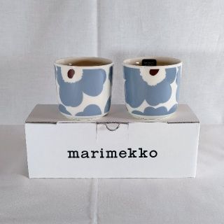 マリメッコ(marimekko)のマリメッコ　ウニッコ　ラテマグ　ブルーグレー　２個セット(食器)