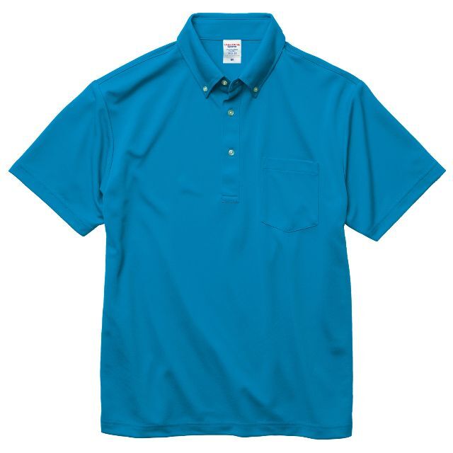 ポロシャツ ボタンダウン 半袖 ドライ 吸水 速乾 無地 胸Pあり 4XL 青 メンズのトップス(ポロシャツ)の商品写真