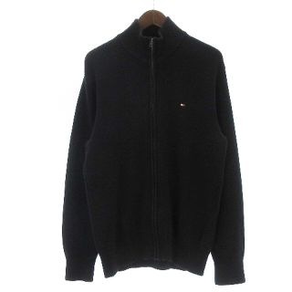 トミーヒルフィガー(TOMMY HILFIGER)のトミーヒルフィガー ニット セーター ジャケット 長袖 ジップアップ 黒 L(ニット/セーター)