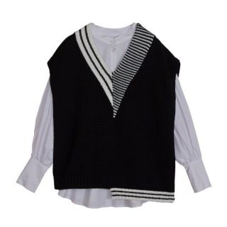 アメリヴィンテージ(Ameri VINTAGE)のAmeriVINTAGE ASYMMETRICAL VEST WITH シャツ(ニット/セーター)