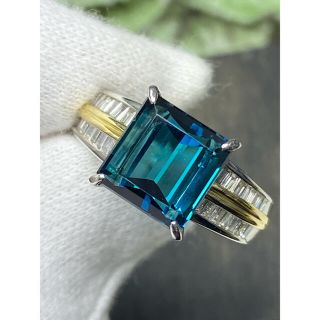 Pt900/K18 インディコライト 4.34ct ダイヤ 0.47ct リング(リング(指輪))