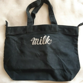 ミルク(MILK)のMILK　ミルク　黒　トートバッグ　手提げトート　リボン　ロゴ　キャンパス地(トートバッグ)