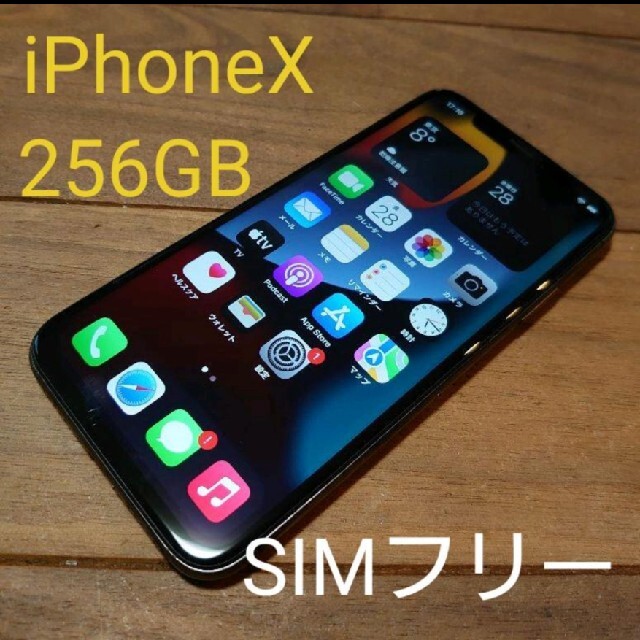 完動品SIMフリー液晶無傷iPhoneX本体256GBグレイDOCOMO判定○-