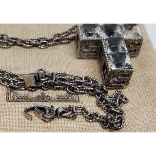 【超レア 訳あり廃盤美品】GUCCI ネックレス Gキューブ クロス クリスタル