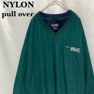 ワンポイント刺繍 ナイロンプルオーバー グリーン 2XL トレーニングジャケット(ナイロンジャケット)