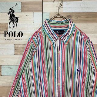 ポロラルフローレン(POLO RALPH LAUREN)のポロラルフローレン シャツ 長袖 マルチストライプ ボタンダウン L 刺繍ロゴ(シャツ)