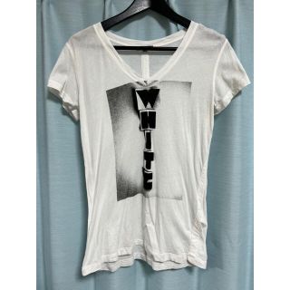 アンドゥムルメステール(Ann Demeulemeester)の【値下】ANN DEMEULEMEESTER WHITEプリントTシャツ XXS(Tシャツ/カットソー(半袖/袖なし))