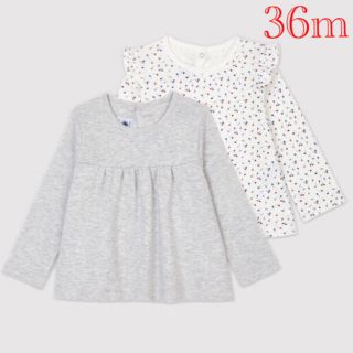 プチバトー(PETIT BATEAU)の新品 プチバトー 36m 95cm 長袖 カットソー２枚組(Tシャツ/カットソー)