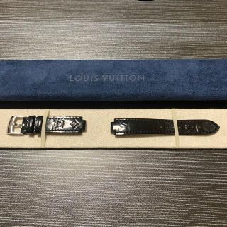 ルイヴィトン(LOUIS VUITTON)の【正規品・美品】ルイヴィトン　タンブール  腕時計　ストラップ　黒　Mサイズ(腕時計)