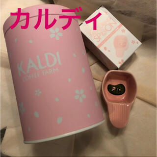 カルディ(KALDI)のカルディ　桜コーヒー缶＆ヤギべえのコーヒーメジャースプーン(容器)