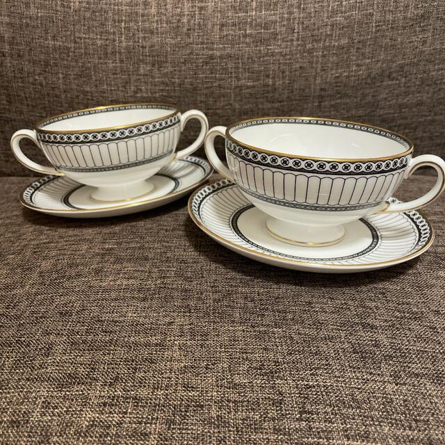 ウェッジウッド コロネード ブラック スープ カップ&ソーサー WEDGWOOD