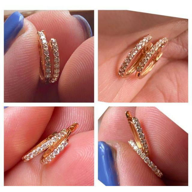 完売しました。。。⑬✨計0.2ct✨上質ダイヤ✨中折れ フープ ピアス✨PG