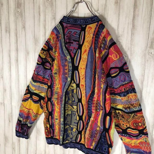 【激レア】coogi クージー 立体 編込み 3Dニット シルク混 カシミヤ混