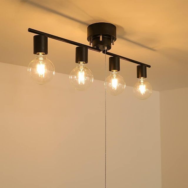 シーリングライト 4灯 スポット ライト 天井照明 電気 電球 LED電球対応黒