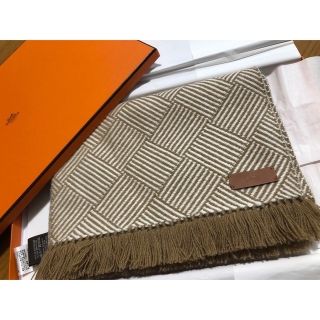 エルメス(Hermes)の新品 エルメス カシミア マフラー ベージュ ストール スカーフ タイル織 (マフラー/ショール)