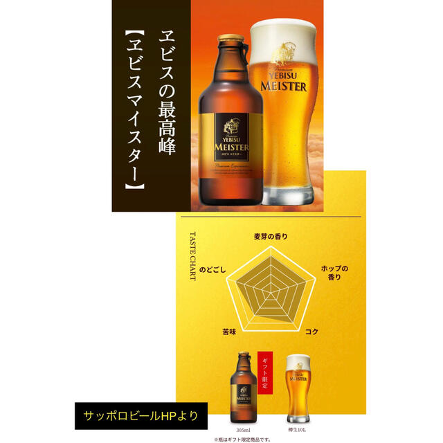 サッポロ(サッポロ)のサッポロビール　エビスマイスター　瓶　305ml × 5本 食品/飲料/酒の酒(ビール)の商品写真