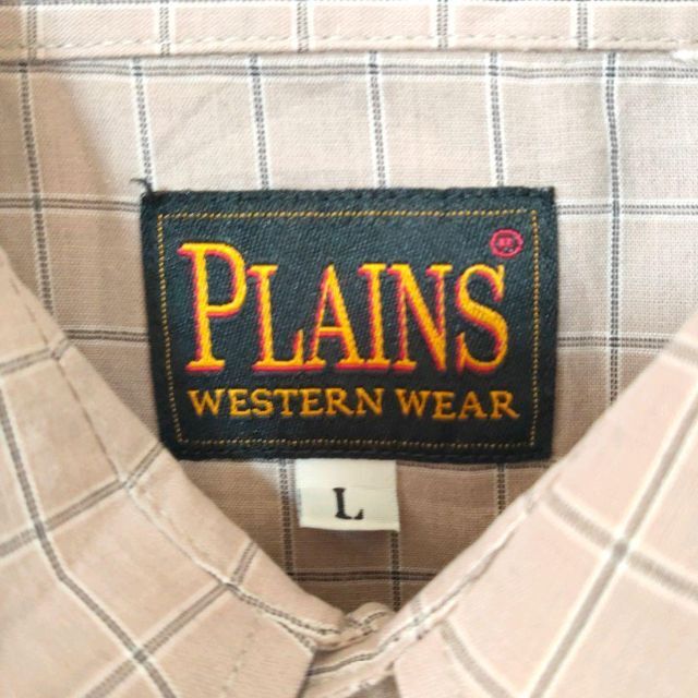 PLAINS ウェスタンシャツ  チェック柄 L アイボリー 長袖 メンズのトップス(シャツ)の商品写真