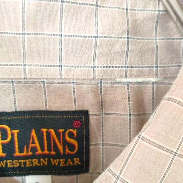 PLAINS ウェスタンシャツ  チェック柄 L アイボリー 長袖 メンズのトップス(シャツ)の商品写真