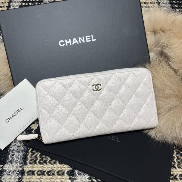 経典 CHANEL - キャビアスキン マトラッセ☆ラウンドジップ長財布 極美