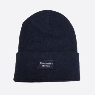 アバクロンビーアンドフィッチ(Abercrombie&Fitch)の★新品★アバクロンビー&フィッチ★ロゴパッチリブニットビーニー (Navy)(ニット帽/ビーニー)