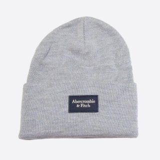 アバクロンビーアンドフィッチ(Abercrombie&Fitch)の★新品★アバクロンビー&フィッチ★ロゴパッチリブニットビーニー(Lt Grey)(ニット帽/ビーニー)