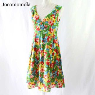 ホコモモラ(Jocomomola)のホコモモラ★麻混　花柄　ノースリーブワンピース　マルチカラー　40（ML)　(ひざ丈ワンピース)