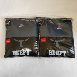 ヘインズ(Hanes)の新品！ヘインズ ロングTシャツ 防寒 あたたかい 丸首 BEEFY ブラック M(Tシャツ/カットソー(七分/長袖))