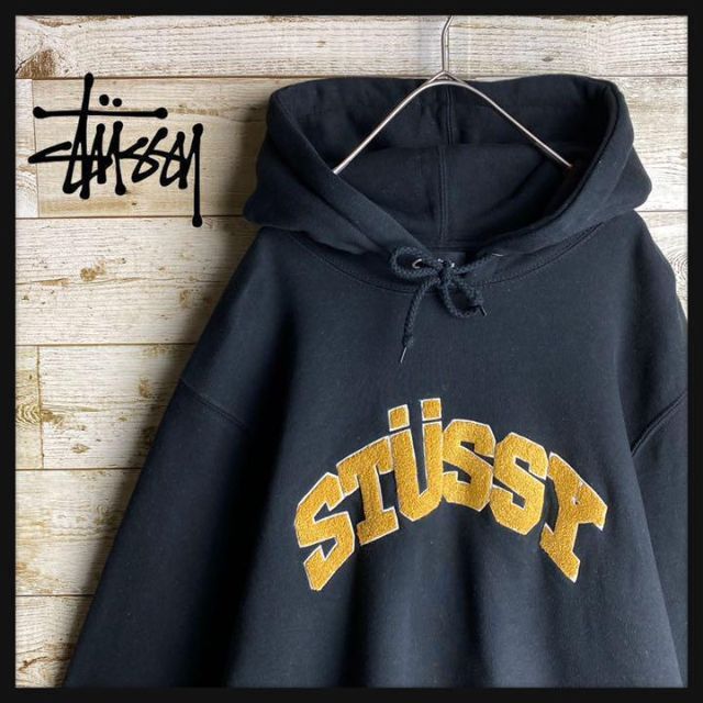 即完売品】STUSSY パイルアーチロゴ刺繍 スウェット パーカー 入手困難