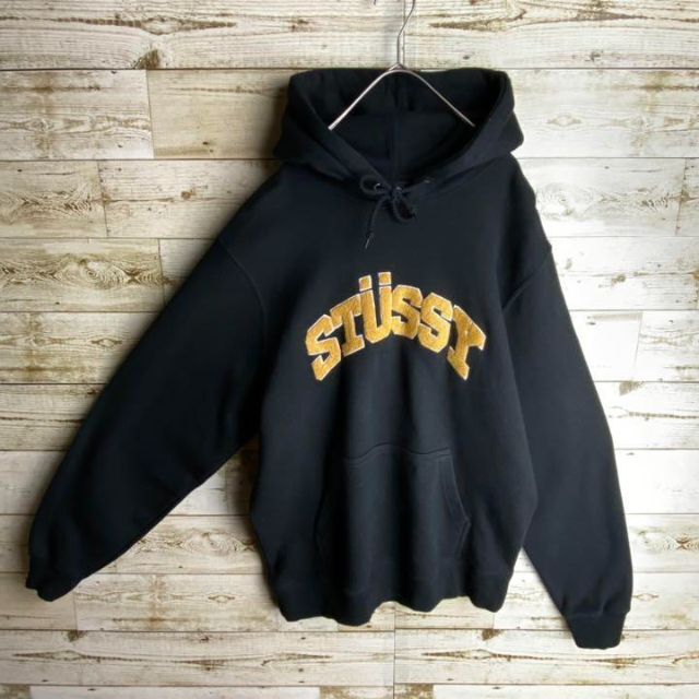 グランドセール 即完売 Lサイズ アーチロゴ パイル 刺繍 【美品 割引売上 stussy パーカー スウェット パイルアーチロゴ 刺繍ロゴ ステューシー パーカー