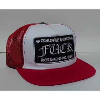 クロムハーツ(Chrome Hearts)の【新品】トラッカーキャップ FUCK レッド×ホワイト(キャップ)