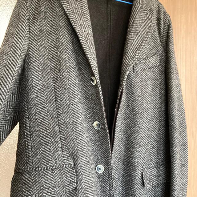 配送日指定可 美品 ヘルノ ヘリンボーン柄 ツイード ロング チェスター
