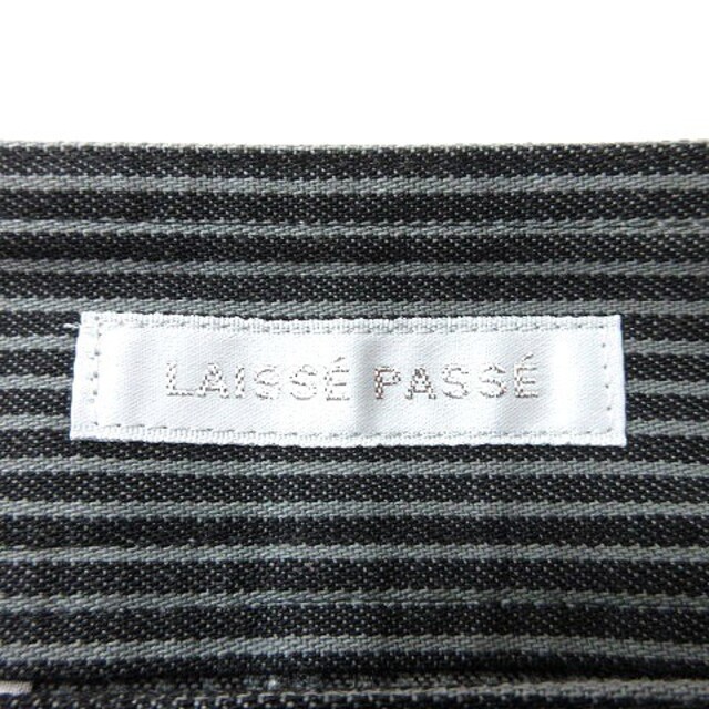 LAISSE PASSE(レッセパッセ)のレッセパッセ ラップスカート タイト ミニ ストライプ S 黒 ブラック /MN レディースのスカート(ミニスカート)の商品写真