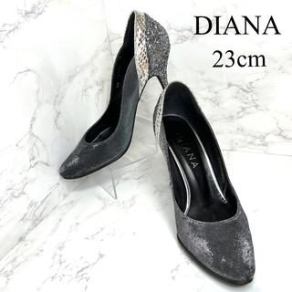 ダイアナ(DIANA)の【結婚式にも✨】ダイアナ 23cm グリッター シルバー ブラック(ハイヒール/パンプス)