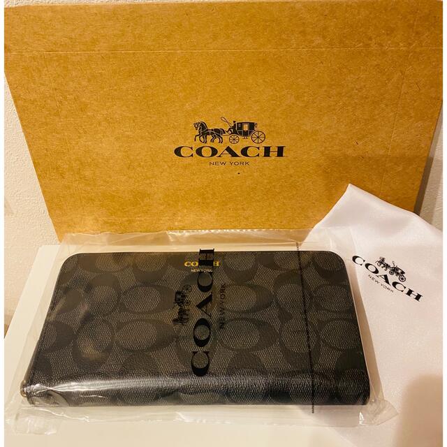 【新品未使用】コーチ COACH 長財布 F74597 ブラック　シグネチャー