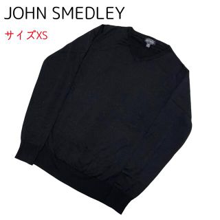 ジョンスメドレー(JOHN SMEDLEY)のサイズXS ジョンスメドレー Vネック メリノウールニット 長袖 黒 英国製(ニット/セーター)