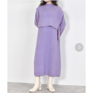 ダブルクローゼット(w closet)のw closet コンビワンピース パープル(ロングワンピース/マキシワンピース)