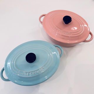 ルクルーゼ(LE CREUSET)のル・クルーゼ　ミニオーバルココット　ブルー　ピンク　オーバル　ココット(食器)