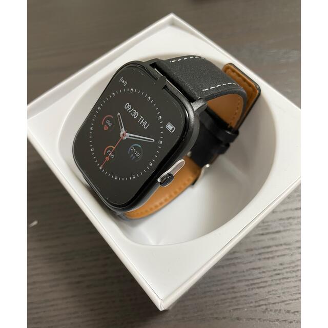 スマートバンド　ウォッチ　ブラック　牛革レザー メンズの時計(腕時計(デジタル))の商品写真