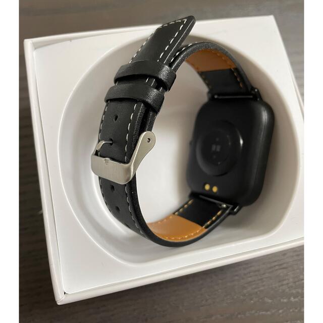 スマートバンド　ウォッチ　ブラック　牛革レザー メンズの時計(腕時計(デジタル))の商品写真