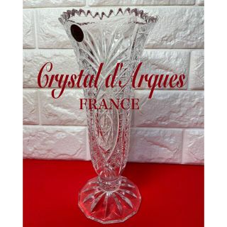 クリスタルダルク(Cristal D'Arques)のクリスタルダルク　足付き　フラワーベース　花瓶　フランス製(花瓶)