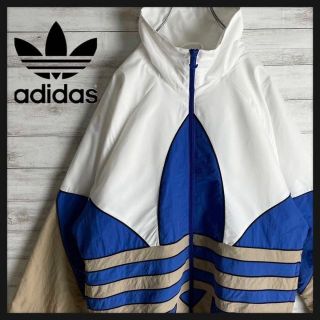 アディダス(adidas)の【希少XL】アディダス☆ナイロンジャケット　両面　超ビッグロゴ　マルチカラー(ナイロンジャケット)