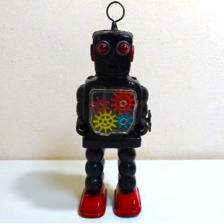 動画あり！！ KOヨシヤ★ゼンマイ式ブリキ・ロボット★昭和レトロ　ビンテージ(その他)